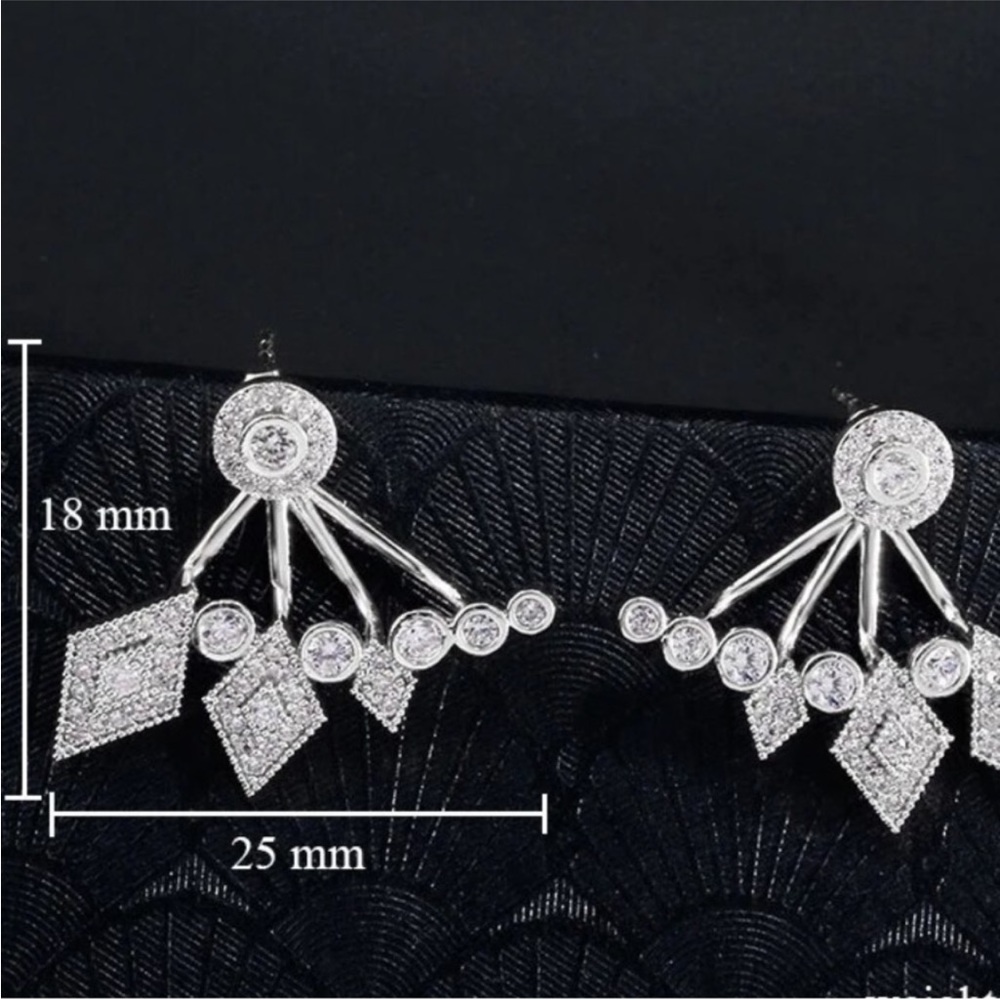 “Angel of Mine” Luxury Diamond Rhinestone Climber Gold Silver Stud Sexy Earrings - Picture 8 of 9